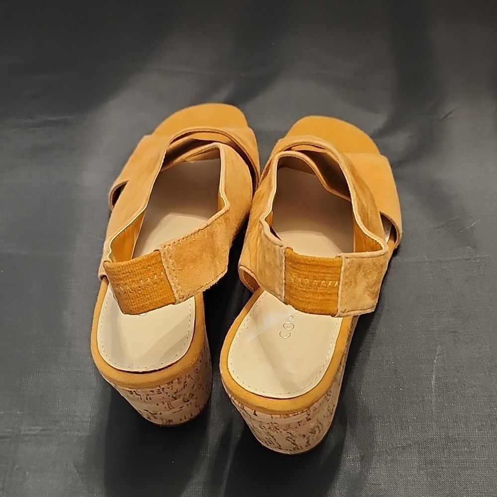 Com & Sens Suede Leather Cork Wedge Open Toe Sand… - image 6